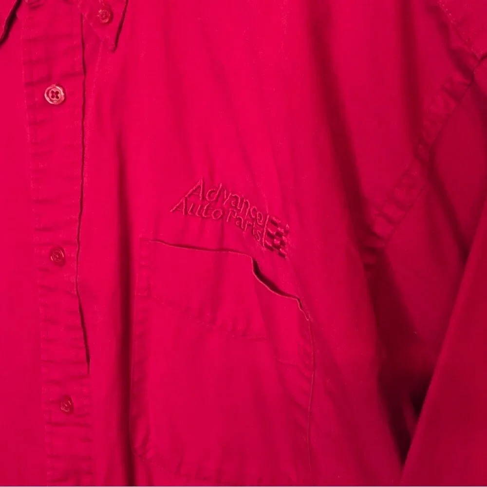 Advance Auto Parts Port Authority Red Button Up Employee Work Shirt Size XL